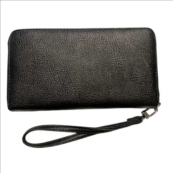 Women's Steve Madden Black Faux Leather Wristlet One Size - Picture 2 of 10